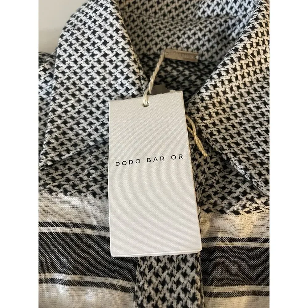 DoDo Bar Or Cotton Button Up Shirt Dress w Belt Black White Check Size Small New